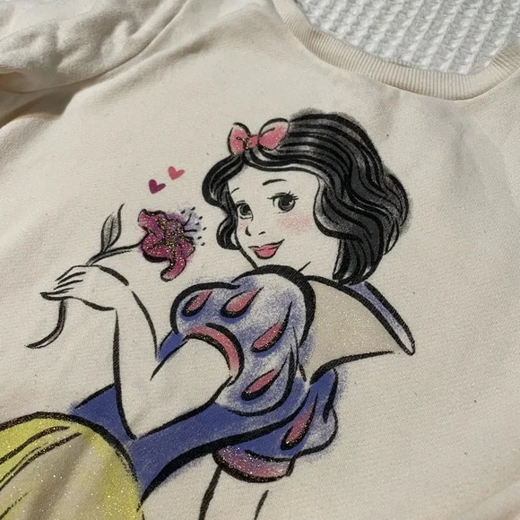 Cream Long Sleeve Sweatshirt with Snow White Print - Picture 2 of 4